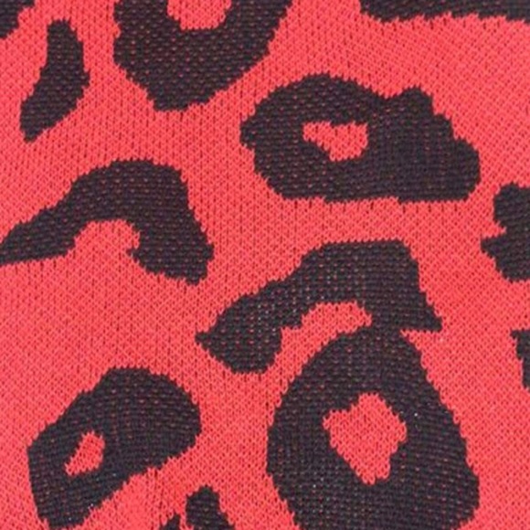 LONG SLEEVE RED LEOPARD PRINT KNIT CARDIGAN - Picture 4 of 4